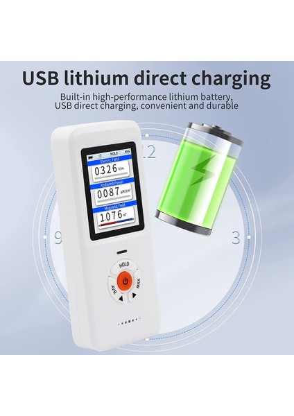 Emf Ölçer, Ef Rf Mf Için 3ın1 Şarj Edilebilir Elektromanyetik Alan Dedektörü, Lcd'li El Dijital Emf Dedektörü (Yurt Dışından)