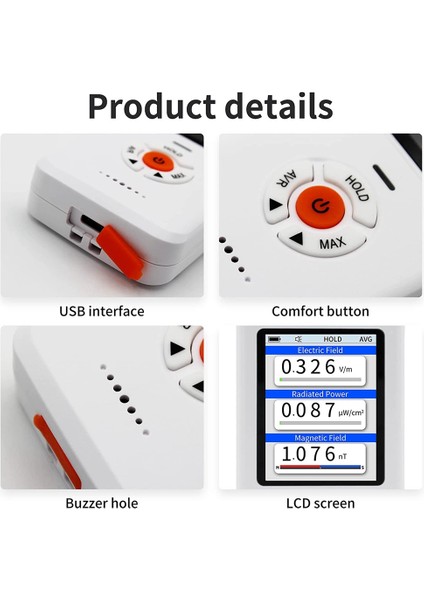 Emf Ölçer, Ef Rf Mf Için 3ın1 Şarj Edilebilir Elektromanyetik Alan Dedektörü, Lcd'li El Dijital Emf Dedektörü (Yurt Dışından)