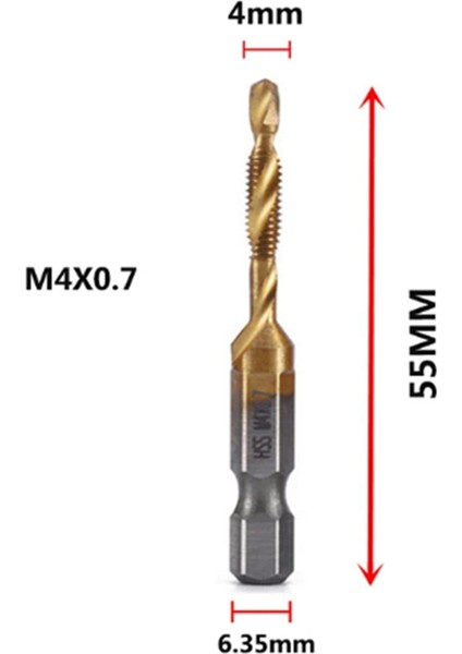 M4X0.7MM Altıgen Şaft Titanyum Kaplamalı Vida Dişi Metrik Kılavuz Matkap Uçları (Yurt Dışından)