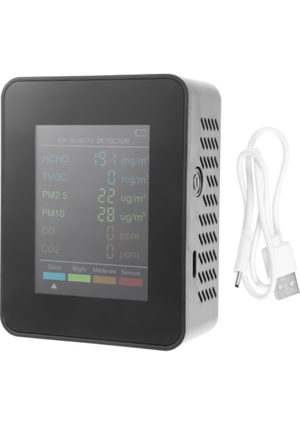 6'sı 1 Arada Pm2.5 PM10 Hcho Tvoc Co Co2 Hava Kalitesi Dedektörü Co Co2 Formaldehit Monitör Ev Ofis Hava Kalitesi Test Cihazı, Siyah (Yurt Dışından) modelleri