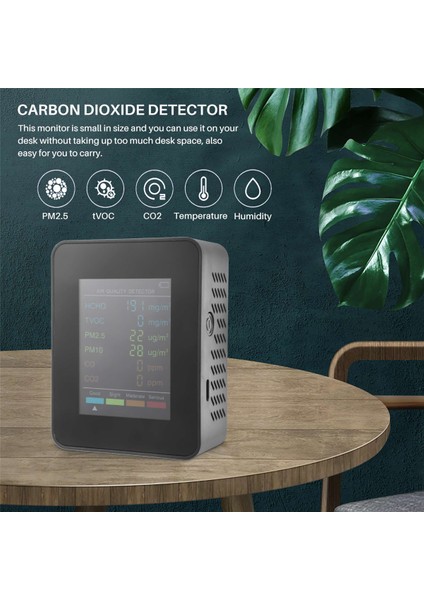 6'sı 1 Arada Pm2.5 PM10 Hcho Tvoc Co Co2 Hava Kalitesi Dedektörü Co Co2 Formaldehit Monitör Ev Ofis Hava Kalitesi Test Cihazı, Siyah (Yurt Dışından) fırsatları