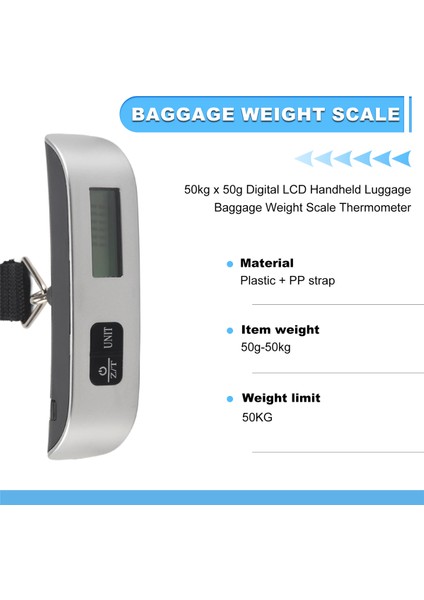 50KG x 50G Dijital LCD El Bagajı Bagaj Ağırlık Ölçeği Termometresi (Yurt Dışından)