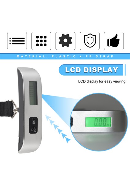 50KG x 50G Dijital LCD El Bagajı Bagaj Ağırlık Ölçeği Termometresi (Yurt Dışından)