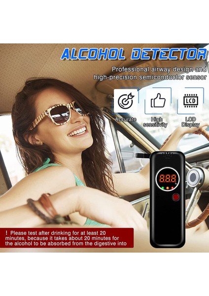 Alkol Breathalyzer, Dijital Ekran Sınıf Doğruluğu Alkol Nefes Test Cihazı, 10 Ağızlıklı Taşınabilir Alkol Test Cihazı (Yurt Dışından) indirimleri