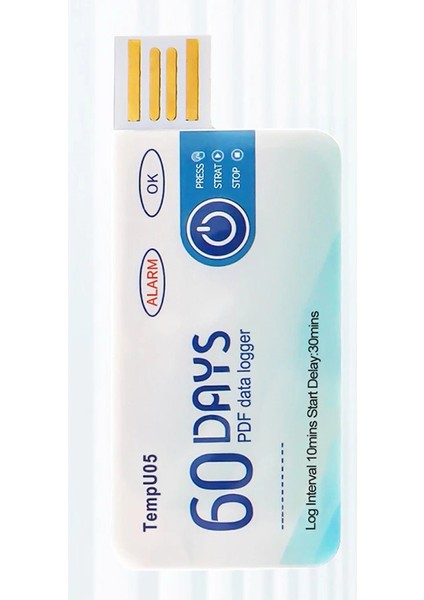 TEMPU05 Sıcaklık Veri Kaydedici 60 Gün Tek Kullanımlık Sıcaklık Analizörü Pdf USB (Yurt Dışından)