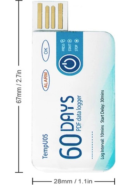 TEMPU05 Sıcaklık Veri Kaydedici 60 Gün Tek Kullanımlık Sıcaklık Analizörü Pdf USB (Yurt Dışından)