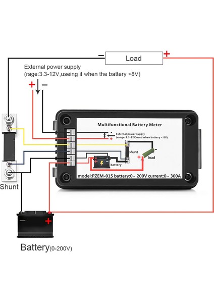 PZEM015 Dijital Dc 0-200V Gerilim Akım 300A Şant Araç Akü Test Cihazı Gerilim Ölçer Monitör 12V 24V 48V (Yurt Dışından) fırsatları