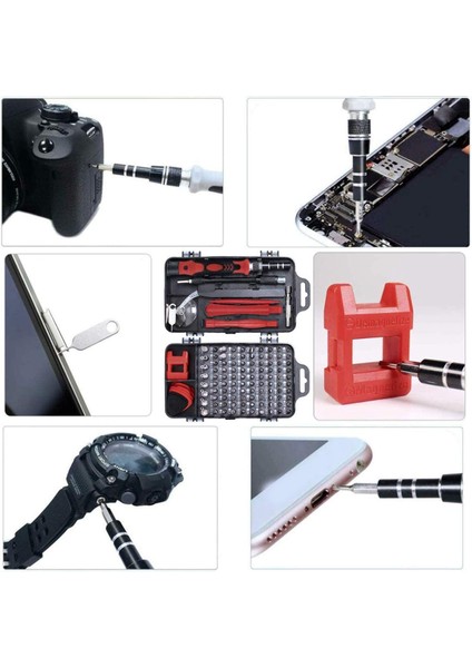 135 In1 Tornavida Manyetik Aletler Cep Telefonu Tablet Için (Siyah Kırmızı) (Yurt Dışından)