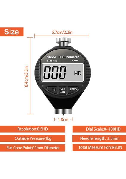 Dijital Ekran Sertlik Ölçer, Taşınabilir 0-100HD Sertlik Ölçer Dijital Sertlik Ölçer Büyük LCD Ekranlı (Tip A) (Yurt Dışından)