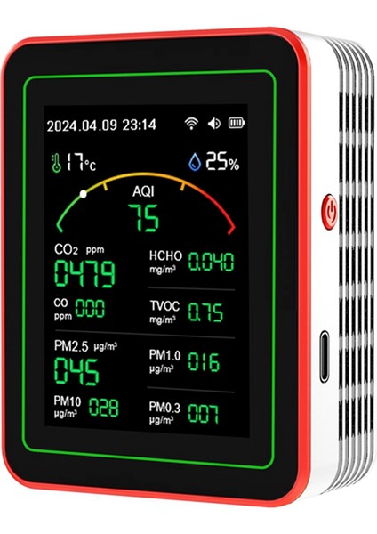 Tuya Wifi 15'i 1 Arada Hava Kalitesi Dedektörü Ev Tipi Taşınabilir Pm0.3 Pm1.0 Pm2.5 PM10 Co Co2 Test Cihazı Alarm Fonksiyonlu (Yurt Dışından)