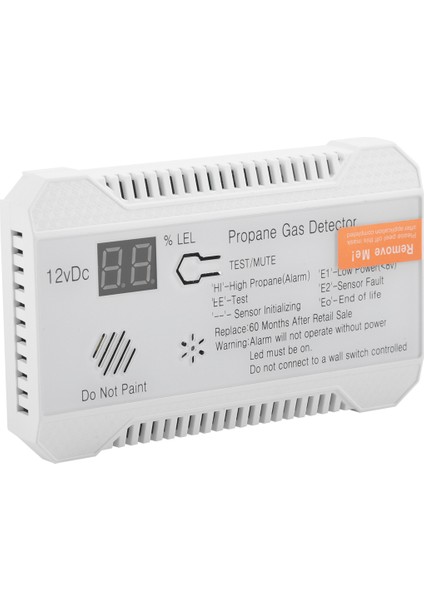 Propan Dedektörü 12 V Lpg Doğal Gaz Sensörü Kaçak Alarmı 85DB Siren Araba Rv Ev Için Dijital Propan Test Cihazı Ölçer (Beyaz) (Yurt Dışından)