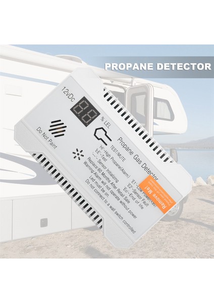 Propan Dedektörü 12 V Lpg Doğal Gaz Sensörü Kaçak Alarmı 85DB Siren Araba Rv Ev Için Dijital Propan Test Cihazı Ölçer (Beyaz) (Yurt Dışından)