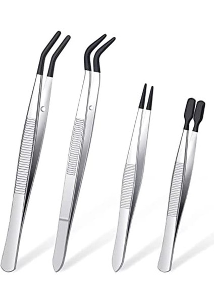 4 Parça Cımbız Seti Kauçuk Uçlu Cımbız Pvc Kaplamalı Cımbız (Yurt Dışından)