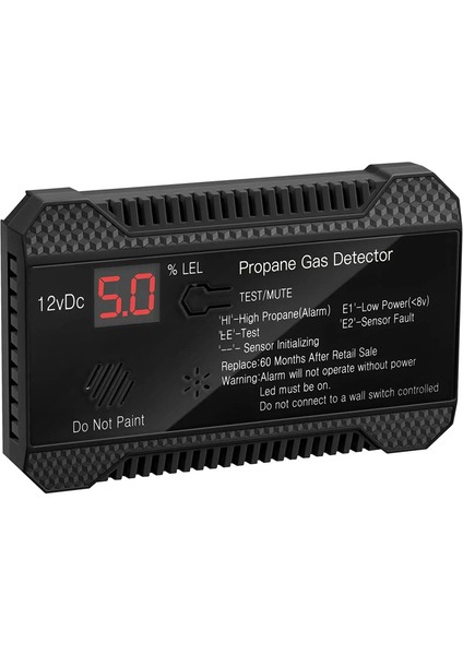 Propan Dedektörü 12 V Lpg Doğal Gaz Sensörü Kaçak Alarmı 85DB Siren Araba Rv Ev Dijital Propan Test Cihazı Ölçer (Siyah) (Yurt Dışından)