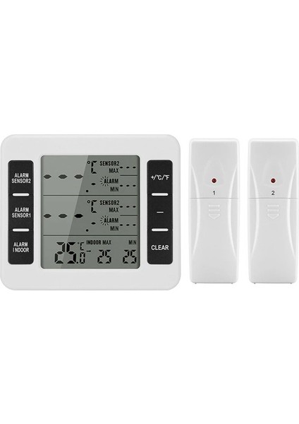 1 Takım Kablosuz Dondurucu Termometre 2 Uzaktan Sensörler Alarm Düşük Sıcaklık Buzdolabı Termometre Saat (Yurt Dışından)