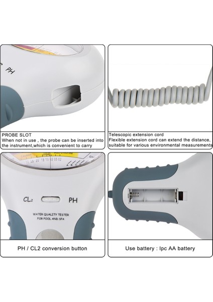 In 1 Su Kalitesi Test Cihazı PC-102 Ph Test Cihazı Yüzme Havuzu Spa Için Su Klor Test Cihazı Cl2 Ölçümü (Yurt Dışından)