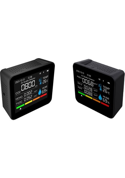 9ın1 Bt Hava Kalitesi Monitörü Zaman/tarih Co2 Tvoc Hcho Pm2.5 Pm1.0 PM10 Sıcaklık Nem Algılama Desteği App Kontrolü (Yurt Dışından)
