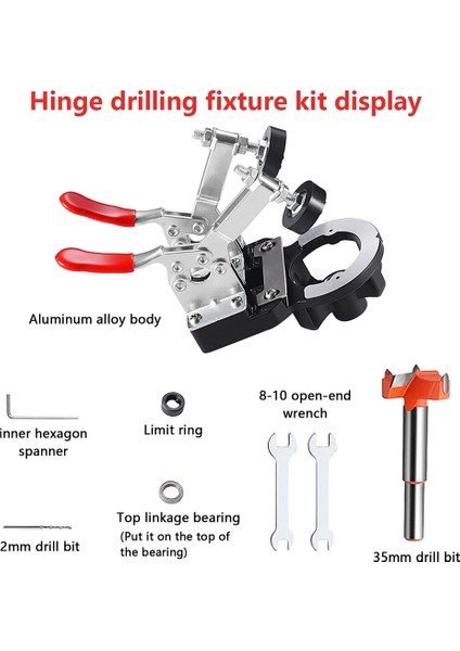 Ayarlanabilir Hızlı Delme Gizli Konumlandırma Menteşe Delik Delme, 2 Tespit Klipsli 35MM Kapı Dolabı Menteşe Jig (Yurt Dışından)