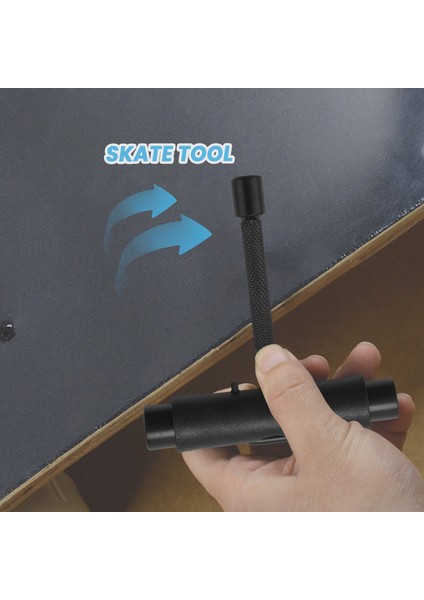 Mini T Tipi Scooter Kaykay Longboard Araçları T Tipi Kaykay Seti Siyah (Yurt Dışından)