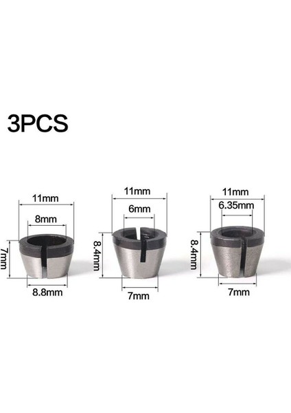 3 Adet Yüksek Hassasiyetli 6mm 6.35MM 8mm Yönlendirici Collet Chuck Adaptörü Gravür Kırpma Makinesi (Yurt Dışından)