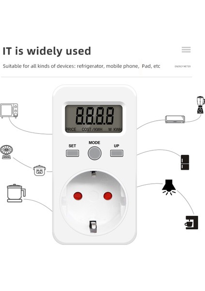 Monitör Enerji Ölçer Güç Wattmetre Fiş Soket Analiz Cihazı Ab Fişi (Yurt Dışından)