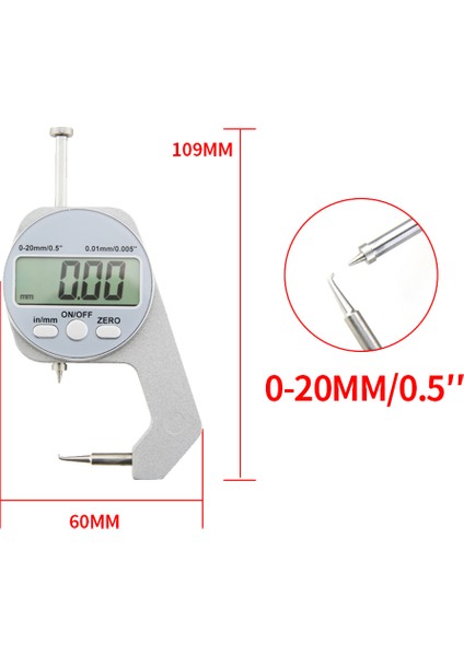 Dijital Ekran Kalınlık Ölçer LCD Mikrometre Metrik Duvar Kalınlığı Ölçüm Araçları 0-20MM Dirsek Tarzı (Yurt Dışından)