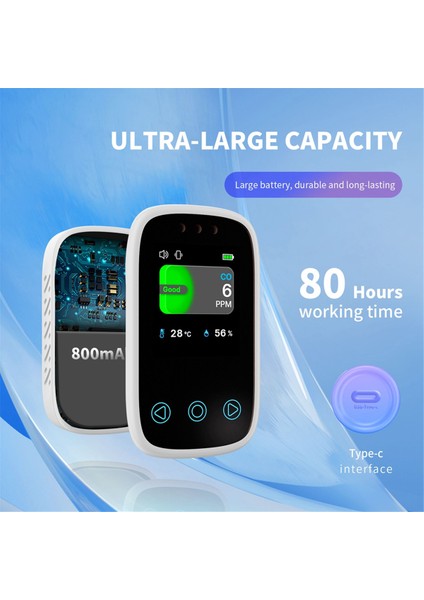 Seyahat Karbon Monoksit Dedektörü Şarj Edilebilir Co Alarmı Taşınabilir Mini Kamp Çadırı Alarmı Renkli Hd Ekranlı, Beyaz (Yurt Dışından) indirimleri