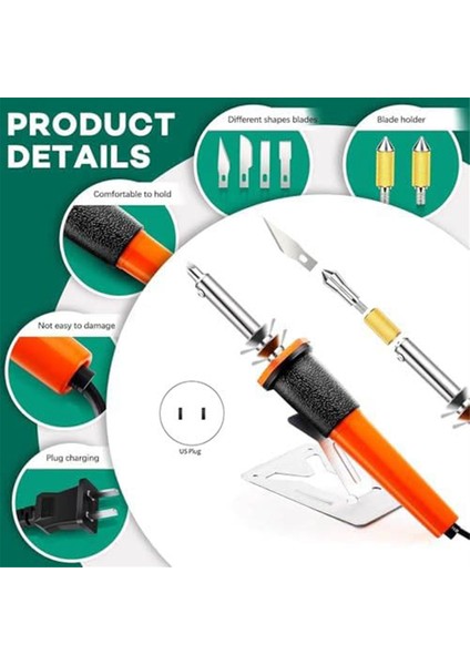 22 Parça Elektrikli Sıcak Bıçak Kesici Takım Seti, Yumuşak Ince Plastik Kumaş Şablonu Abd Fişi Için Isı Kesici Şablon Kesici ile (Yurt Dışından) fiyatları