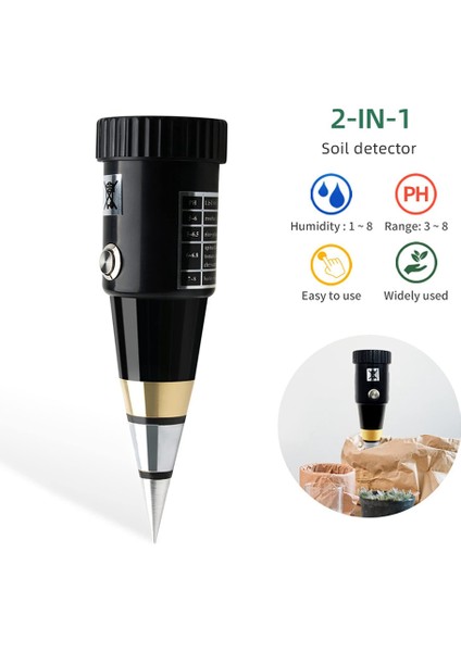 Toprak Ph Ölçer Test Cihazı Higrometre Taşınabilir Nem Sensörü Bitki Bakımı Için Bahçe/çim/çiftlik/iç ve Dış Mekan Kullanımı (Yurt Dışından)