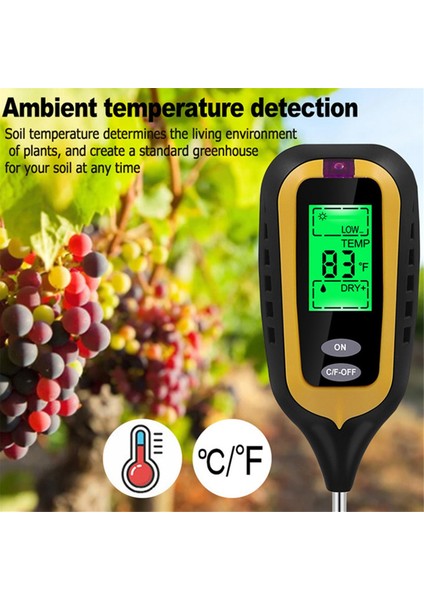 4'ü 1 Arada LCD Dijital Toprak Nem Ölçer Ph Ölçer Sıcaklık Güneş Işığı Nem Test Cihazı Bahçe Çiftlik Bitki Bakım Aracı (Yurt Dışından) indirimleri