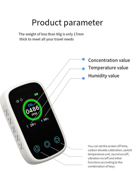 3'ü 1 Arada Hava Kalitesi Ölçer Co2 Sıcaklık Nem Test Cihazı LCD Ekran Ndır Sensörü Sesli Alarmlı Karbondioksit Dedektörü (Yurt Dışından) fiyatları