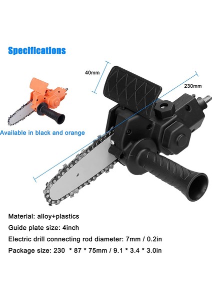 Elektrikli Matkap Dönüştürücüsü Elektrikli Testere 4 Inç Zincirli Mini El Tipi Zincir Testeresi Dönüşüm Braketi Siyah (Yurt Dışından) modelleri