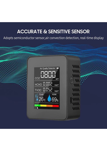 Taşınabilir Hava Kalitesi Monitörü Kapalı Co2 Dedektörü 5 In 1 Formaldehit Hcho Tvoc Test Cihazı LCD Sıcaklık Nem Test Cihazı (Yurt Dışından) fırsatları