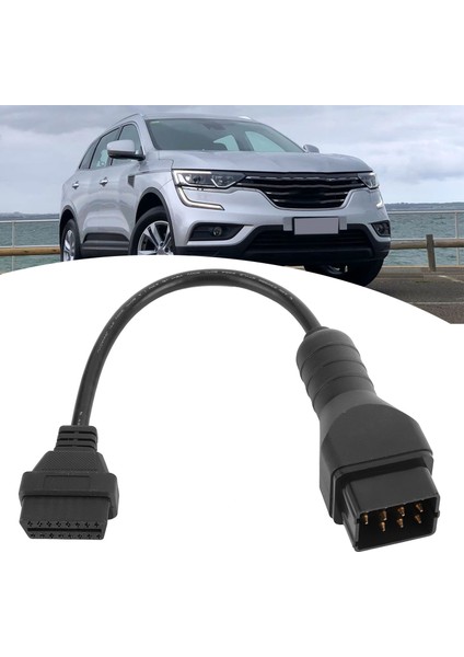 Renault Için Obd2 Konnektörü 12 Pin'den 16 Pin'e Adaptör Tanı Kablosu (Yurt Dışından)