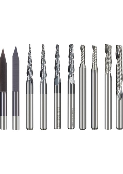 Freze Kesici 10 Adet 3.175MM Şaft Katı Karbür Gravür Uçları Oyma Için Cnc Yönlendirici Uçları Karbür Uç Frezesi (Yurt Dışından)