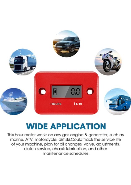 2 Adet Endüktif Saat Ölçer Benzinli Motor Çim Biçme Makinesi Motosiklet Motokros Kar Motoru Deniz (Siyah, Kırmızı) (Yurt Dışından)