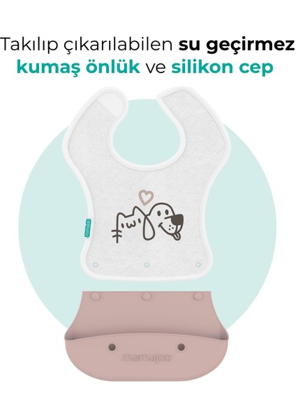 2-in-1 Katlanır Mama Önlüğü / Powder Pink modelleri