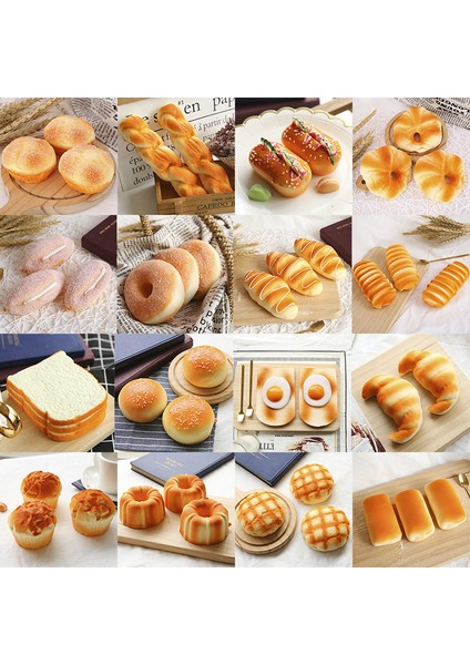 No.18 Tarzı Yumuşak Gıda Yaratıcı Simülasyon Ekmek Tost Donut Yavaş Yükselen Sıkma Oyuncaklar Şaka Insanlar Masaüstü Süsleme (Yurt Dışından)