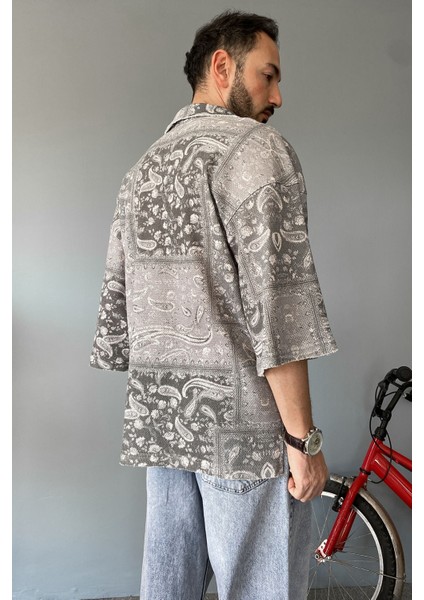 Oversize Fakir Kol Jakarlı Gömlek