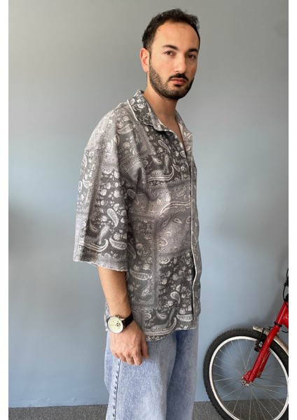 Oversize Fakir Kol Jakarlı Gömlek