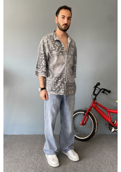Oversize Fakir Kol Jakarlı Gömlek