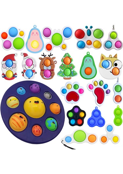 No.41 Tarzı Sekiz Gezegen Basit Dimple Pop Fidget Duyusal Oyuncak Anahtarlık Tahtası Anksiyete Oyuncak Çocuklar Için (Yurt Dışından)