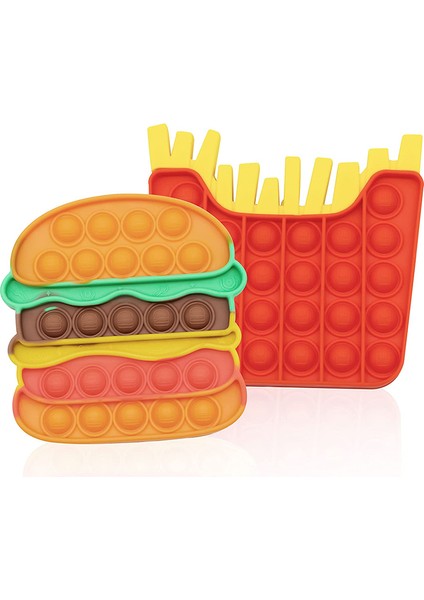 No.41 Tarzı Çocuklar ve Yetişkinler Için Burger + Patates Oyuncağı Bas Pop It Fidget Oyuncak Sıkıştırma Duyusal Oyuncak Push Pop Kabarcık Fidget Duyusal Oyuncak (Yurt Dışından)