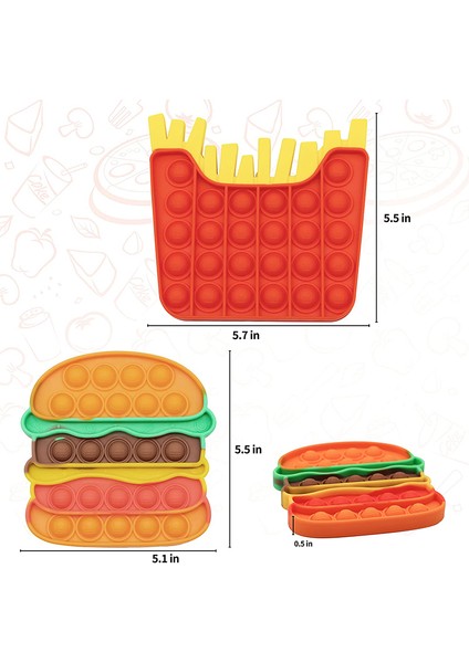 No.41 Tarzı Çocuklar ve Yetişkinler Için Burger + Patates Oyuncağı Bas Pop It Fidget Oyuncak Sıkıştırma Duyusal Oyuncak Push Pop Kabarcık Fidget Duyusal Oyuncak (Yurt Dışından)