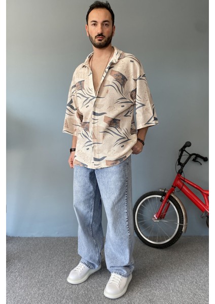 Oversize Fakir Kol Jakarlı Gömlek