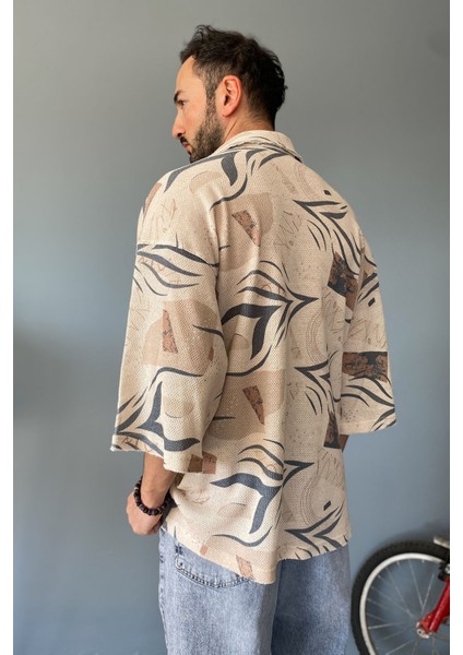 Oversize Fakir Kol Jakarlı Gömlek