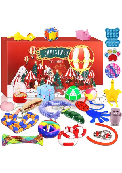 N Tarzı 24 Günlük Fidget Oyuncakları Noel Advent Takvimi Paketi Oyuncak Seti Çocuklar Için Noel Hediyesi (Yurt Dışından)