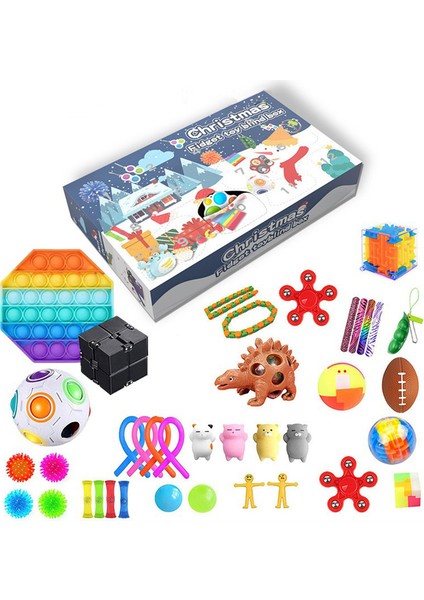 N Tarzı 24 Günlük Fidget Oyuncakları Noel Advent Takvimi Paketi Oyuncak Seti Çocuklar Için Noel Hediyesi (Yurt Dışından)