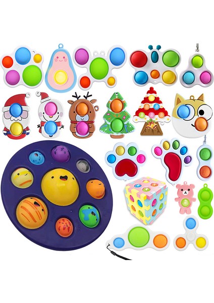 No.12 Tarzı Sekiz Gezegen Basit Dimple Pop Fidget Duyusal Oyuncak Anahtarlık Tahtası Anksiyete Oyuncak Çocuklar Için (Yurt Dışından)
