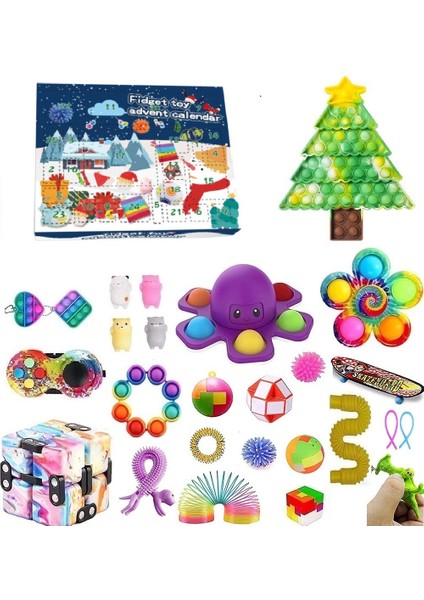 P Stili 24 Günlük Fidget Oyuncakları Noel Advent Takvimi Paketi Oyuncak Seti Çocuklar Için Noel Hediyesi (Yurt Dışından)